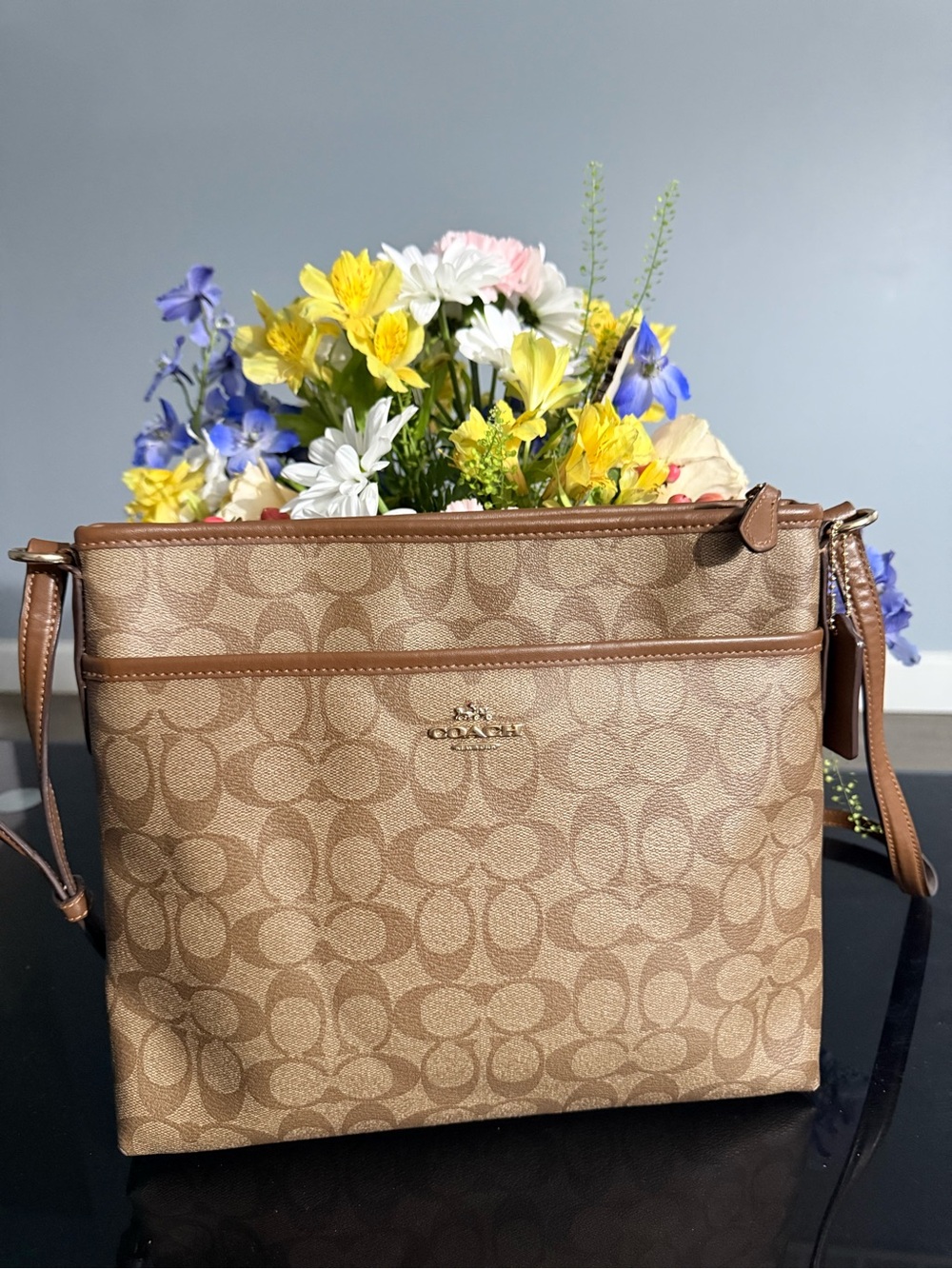 Coach Tan Signature Canvas Crossbody Bag - Picture 2 of 10